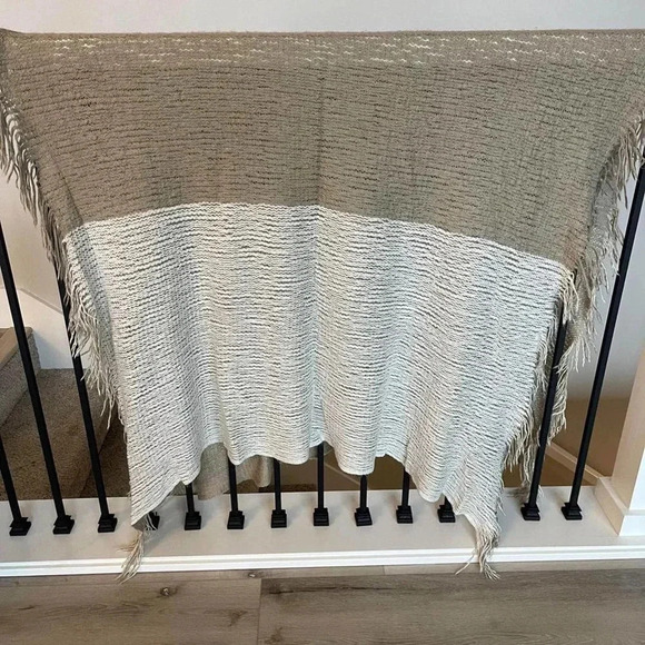 Mark & Graham by Williams Sonoma Fringe Throw Blanket - 100% Acrylic - Beige/Tan - Picture 4 of 8
